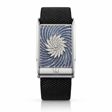 Sapphire Swirl Diamond WHOOP 5.0 case set with moissanite – angle view – Zius Jewels
