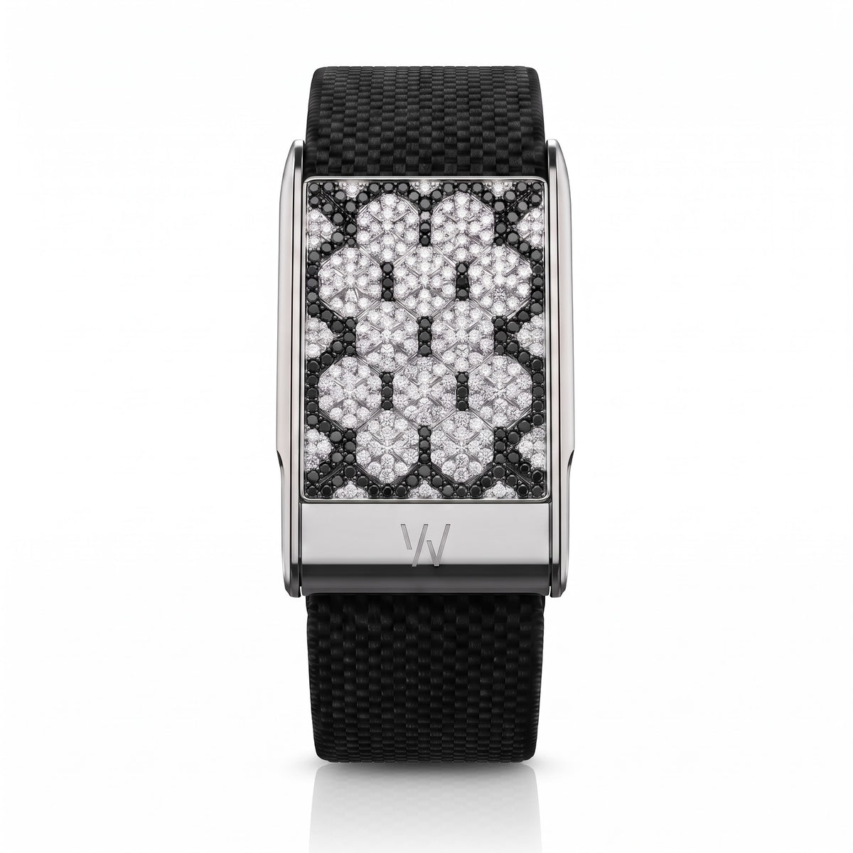 Diamond Clover Pattern WHOOP 5.0 case set with moissanite – angle view – Zius Jewels