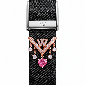 Pink Heart Monogram Cascade WHOOP charm – moissanite / lab-grown diamond strap charm for WHOOP 5.0 by Zius Jewels