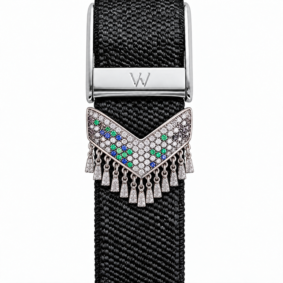 Emerald Chevron Fringe WHOOP charm – moissanite / lab-grown diamond strap charm for WHOOP 5.0 by Zius Jewels