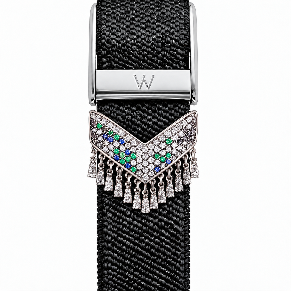 Emerald Chevron Fringe WHOOP charm – moissanite / lab-grown diamond strap charm for WHOOP 5.0 by Zius Jewels