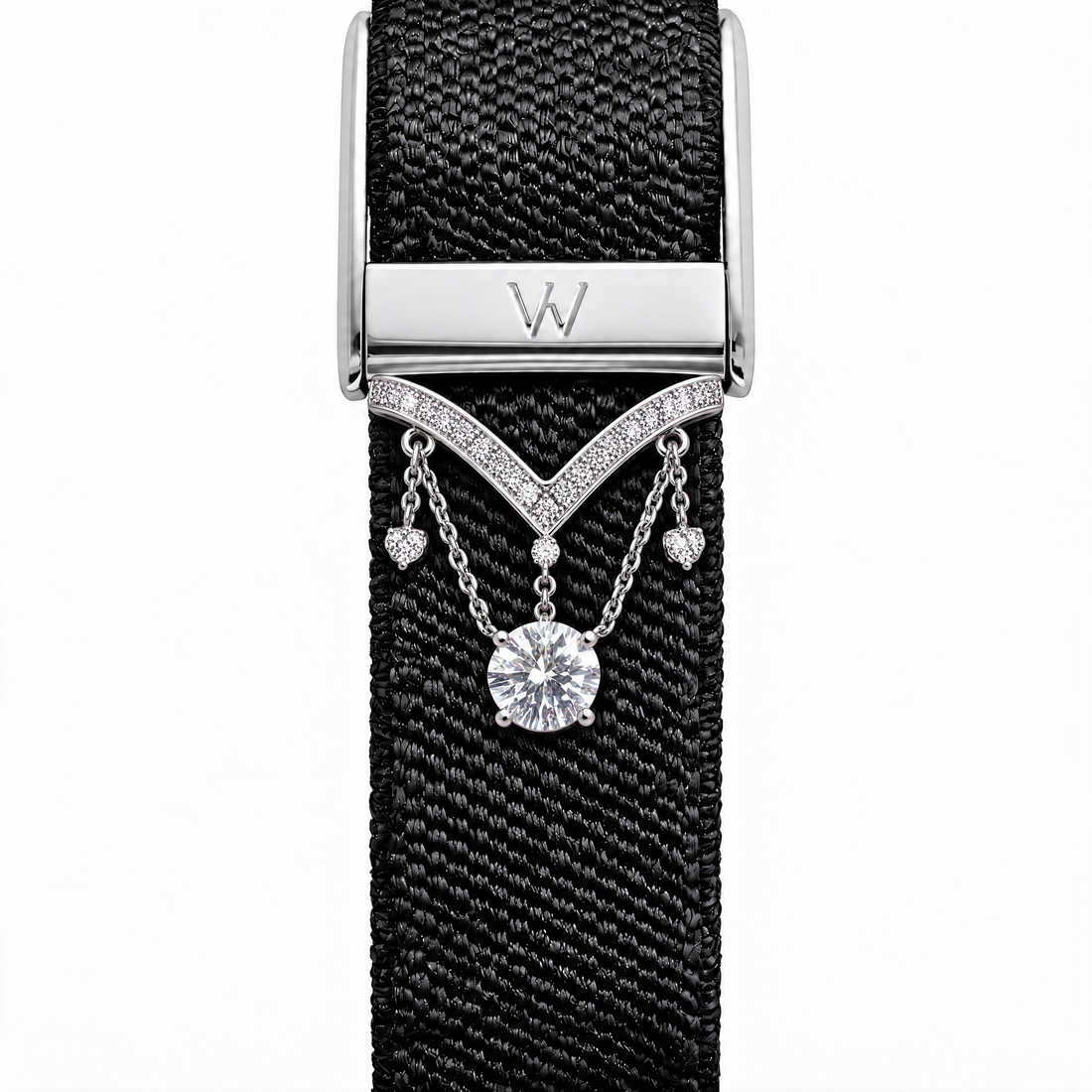 Solitaire Chevron Drop WHOOP charm – moissanite / lab-grown diamond strap charm for WHOOP 5.0 by Zius Jewels