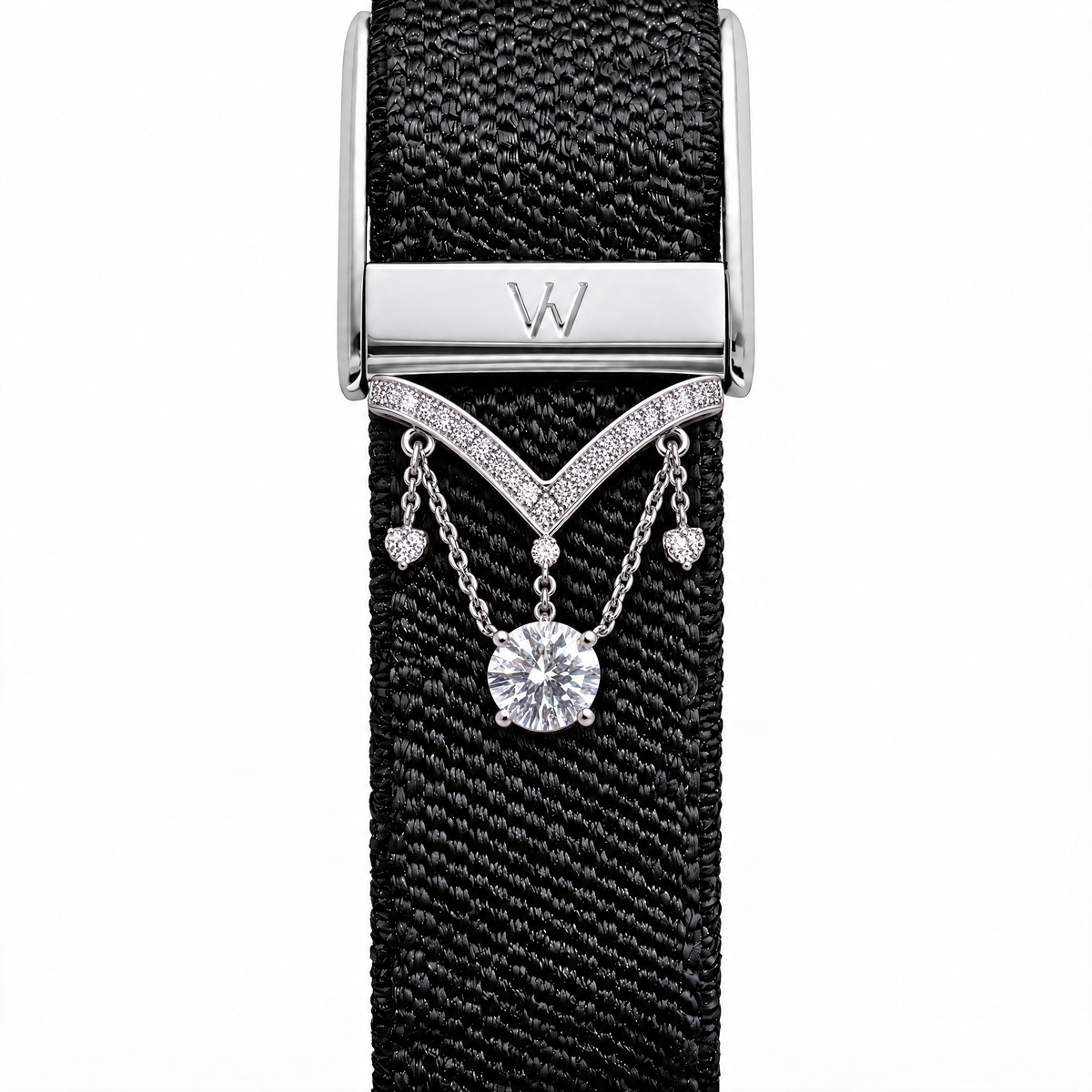Solitaire Chevron Drop WHOOP charm – moissanite / lab-grown diamond strap charm for WHOOP 5.0 by Zius Jewels