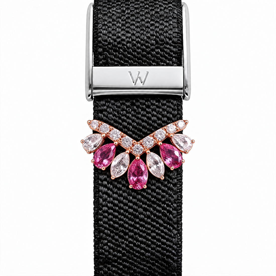 Pink Gem Cluster WHOOP charm – moissanite / lab-grown diamond strap charm for WHOOP 5.0 by Zius Jewels
