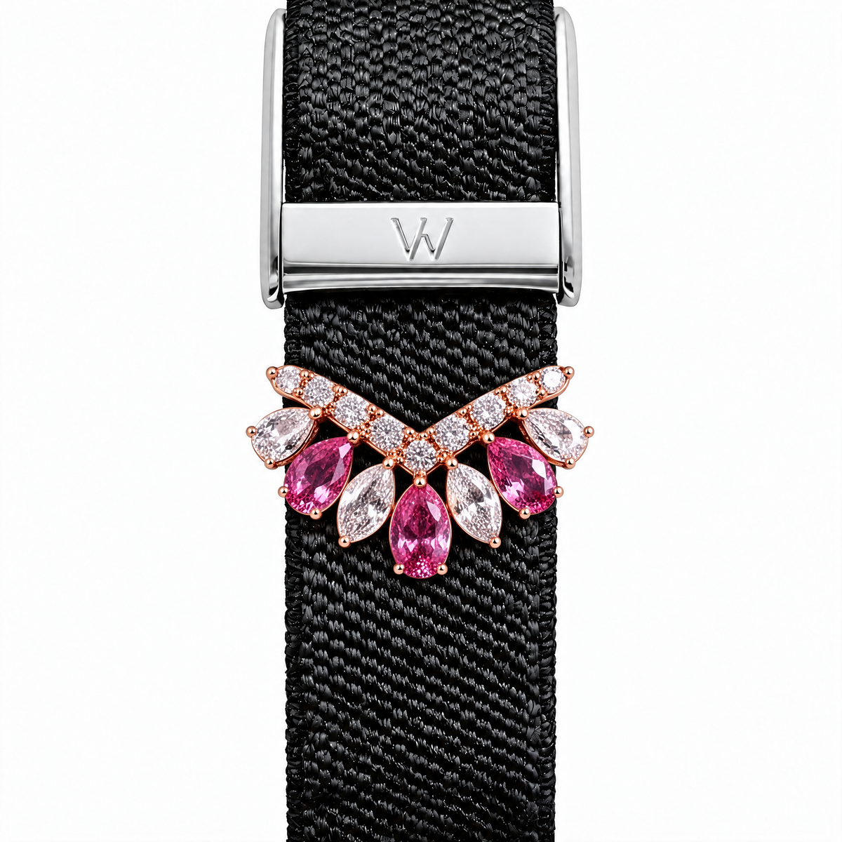 Pink Gem Cluster WHOOP charm – moissanite / lab-grown diamond strap charm for WHOOP 5.0 by Zius Jewels