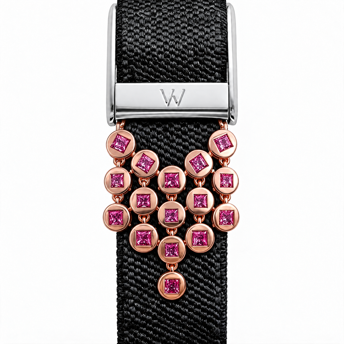 Pink Mosaic Shield WHOOP charm – moissanite / lab-grown diamond strap charm for WHOOP 5.0 by Zius Jewels
