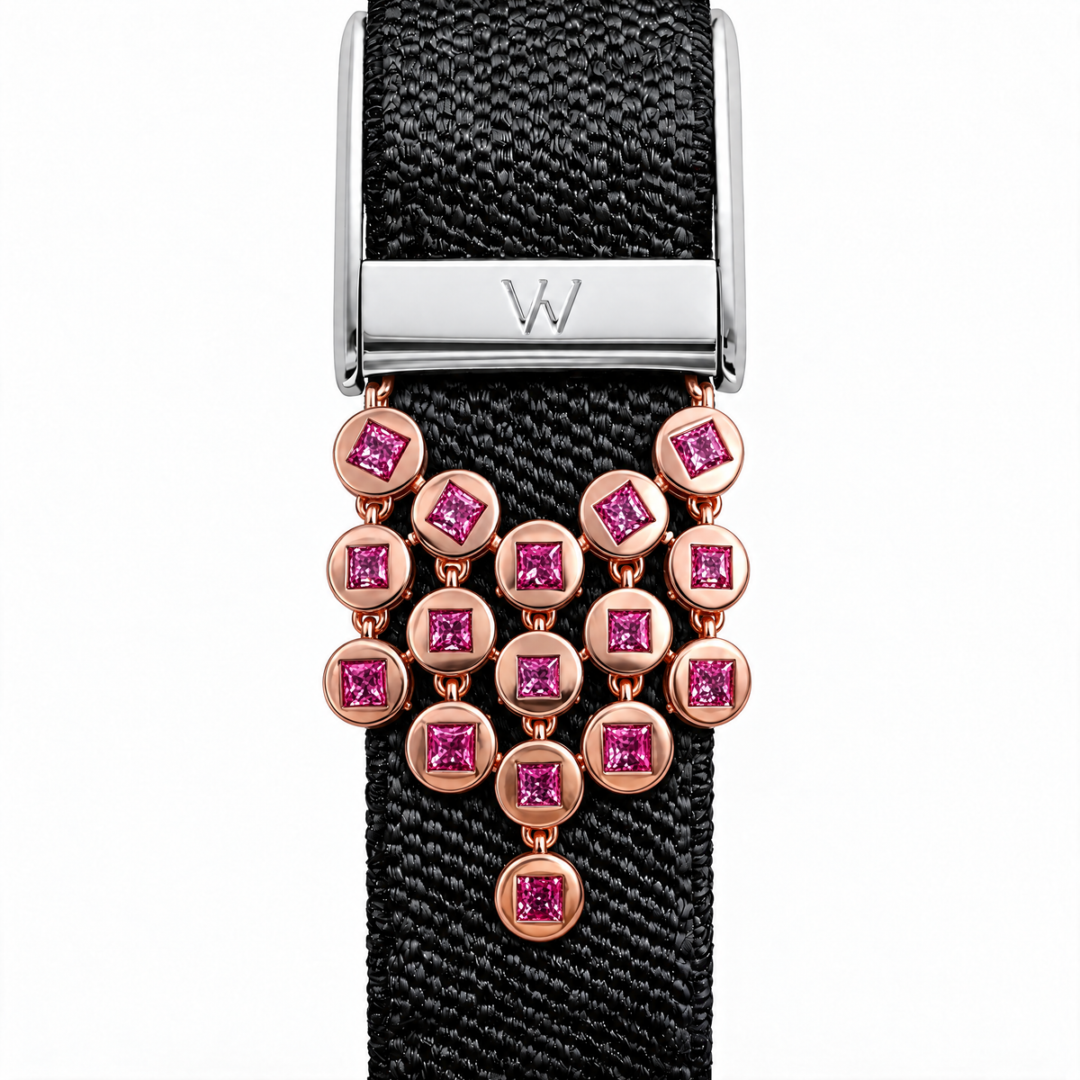 Pink Mosaic Shield WHOOP charm – moissanite / lab-grown diamond strap charm for WHOOP 5.0 by Zius Jewels