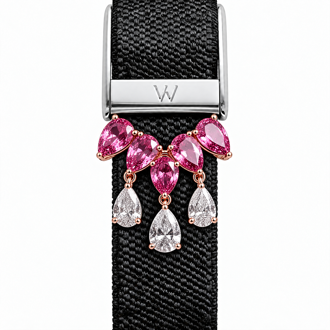 Pink Marquise Crystal Drop WHOOP charm – moissanite / lab-grown diamond strap charm for WHOOP 5.0 by Zius Jewels