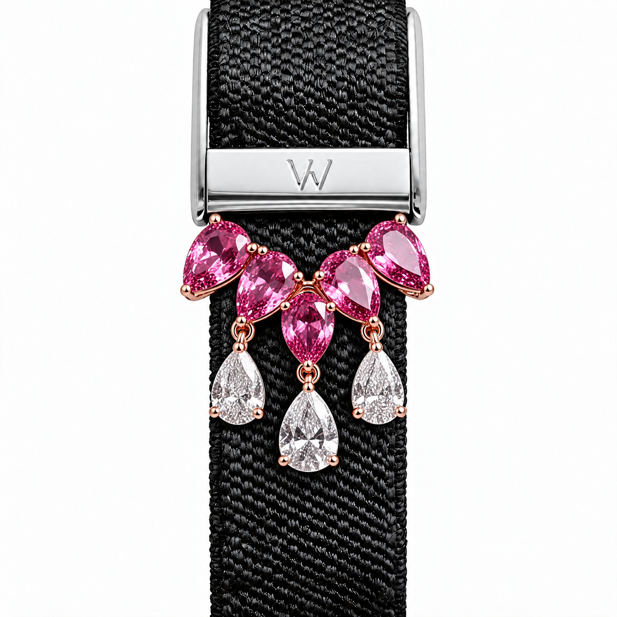 Pink Marquise Crystal Drop WHOOP charm – moissanite / lab-grown diamond strap charm for WHOOP 5.0 by Zius Jewels