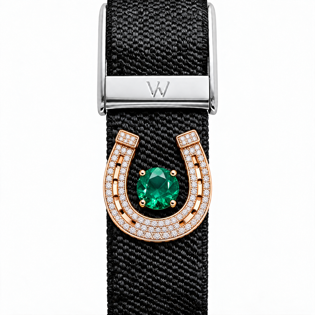 Emerald Horseshoe WHOOP charm – moissanite / lab-grown diamond strap charm for WHOOP 5.0 by Zius Jewels