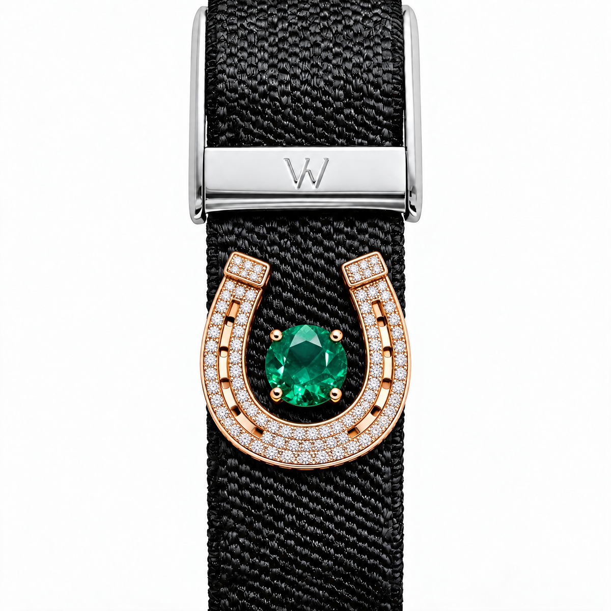 Emerald Horseshoe WHOOP charm – moissanite / lab-grown diamond strap charm for WHOOP 5.0 by Zius Jewels