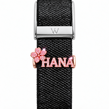 Personalized Blossom Nameplate WHOOP charm – moissanite / lab-grown diamond strap charm for WHOOP 5.0 by Zius Jewels