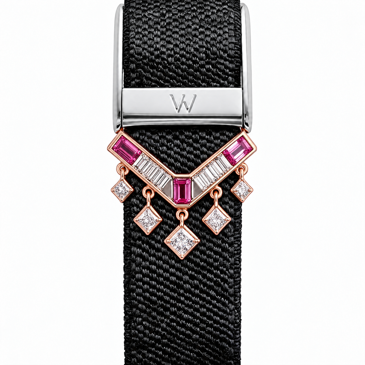 Art Deco Ruby Cascade WHOOP charm – moissanite / lab-grown diamond strap charm for WHOOP 5.0 by Zius Jewels