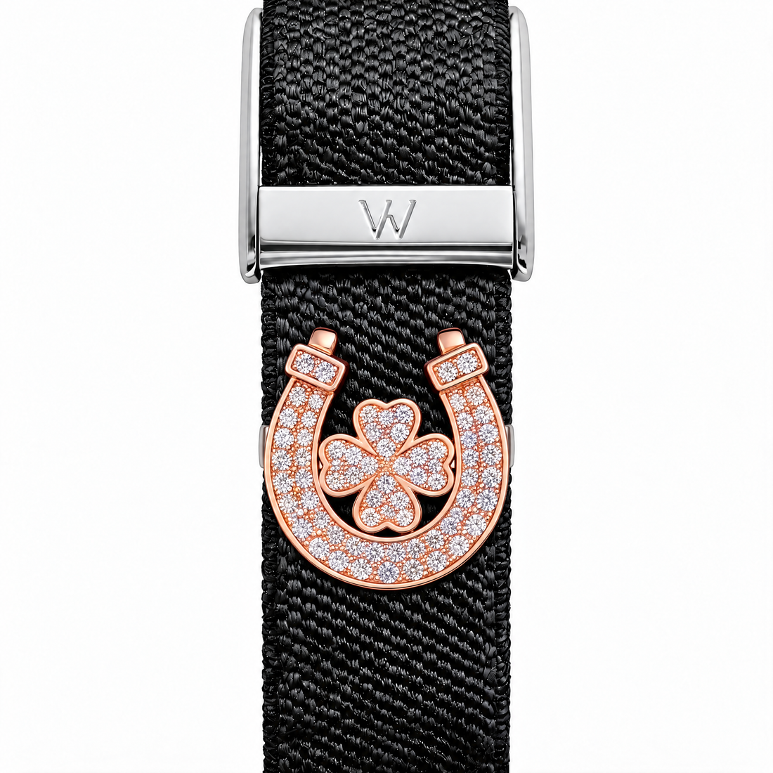 Lucky Horseshoe Clover WHOOP charm – moissanite / lab-grown diamond strap charm for WHOOP 5.0 by Zius Jewels