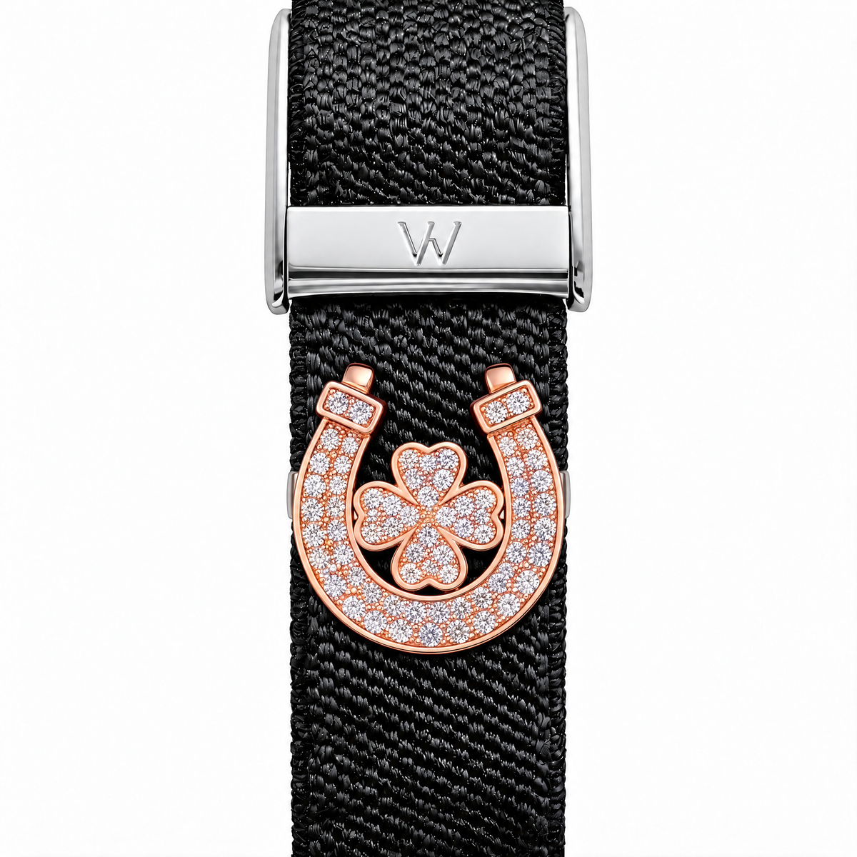 Lucky Horseshoe Clover WHOOP charm – moissanite / lab-grown diamond strap charm for WHOOP 5.0 by Zius Jewels