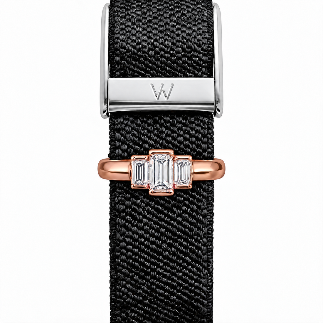 Emerald-Cut Trilogy Bar WHOOP charm – moissanite / lab-grown diamond strap charm for WHOOP 5.0 by Zius Jewels