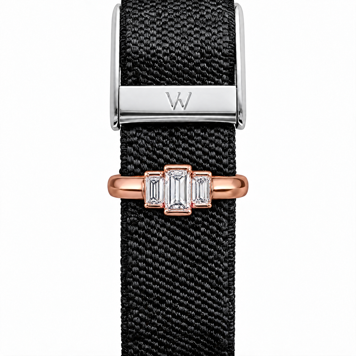 Emerald-Cut Trilogy Bar WHOOP charm – moissanite / lab-grown diamond strap charm for WHOOP 5.0 by Zius Jewels