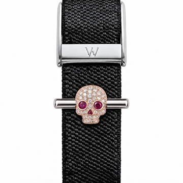 Ruby-Eyed Skull WHOOP charm – moissanite / lab-grown diamond strap charm for WHOOP 5.0 by Zius Jewels