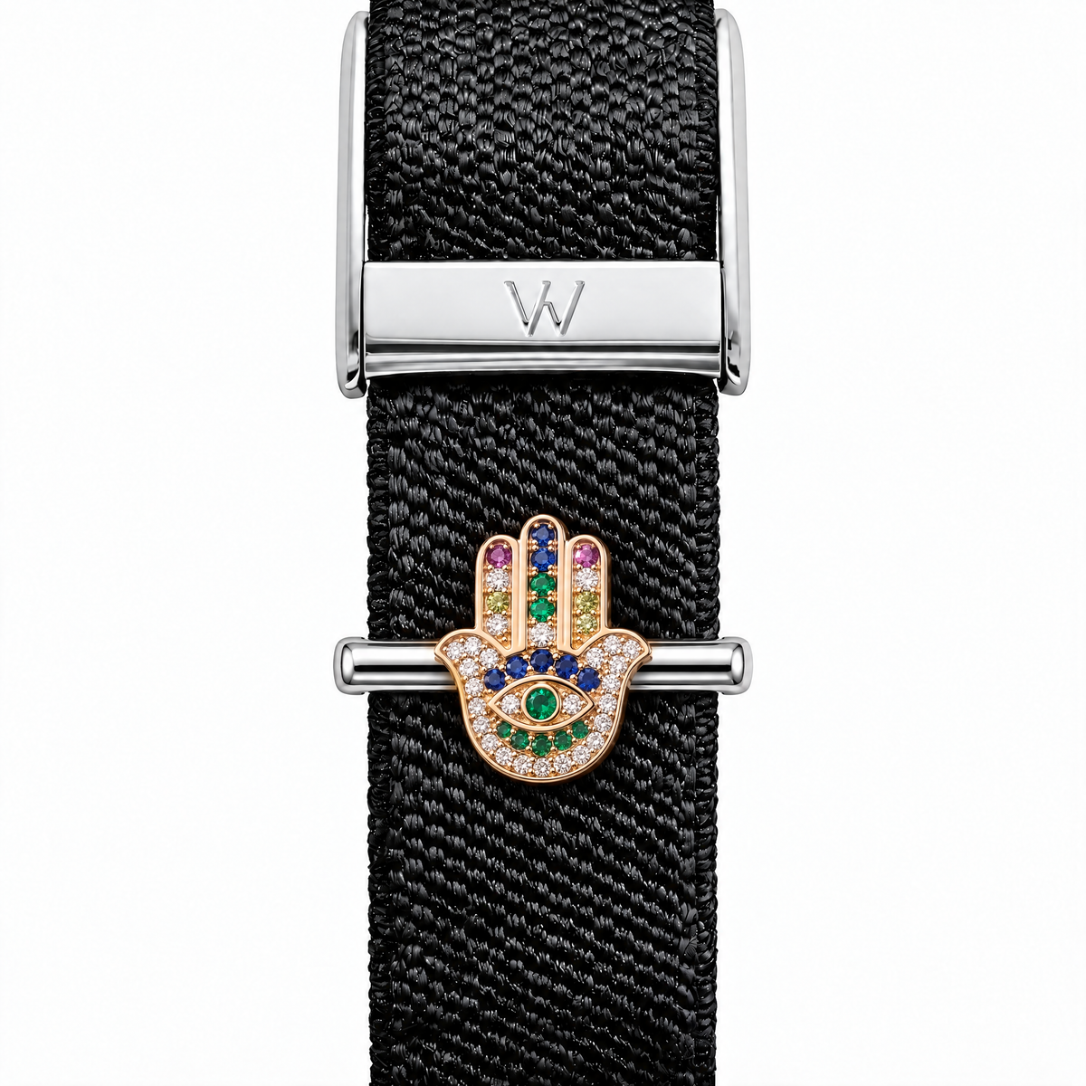 Gem-Set Hamsa WHOOP charm – moissanite / lab-grown diamond strap charm for WHOOP 5.0 by Zius Jewels