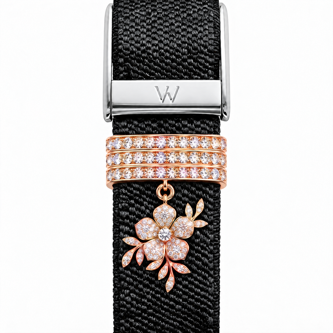 Tennis Bar and Floral Drop WHOOP charm – moissanite / lab-grown diamond strap charm for WHOOP 5.0 by Zius Jewels
