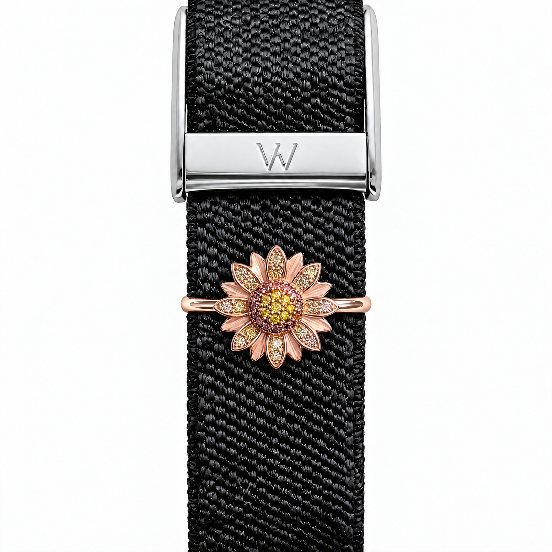 Gem-Set Sunflower WHOOP charm – moissanite / lab-grown diamond strap charm for WHOOP 5.0 by Zius Jewels