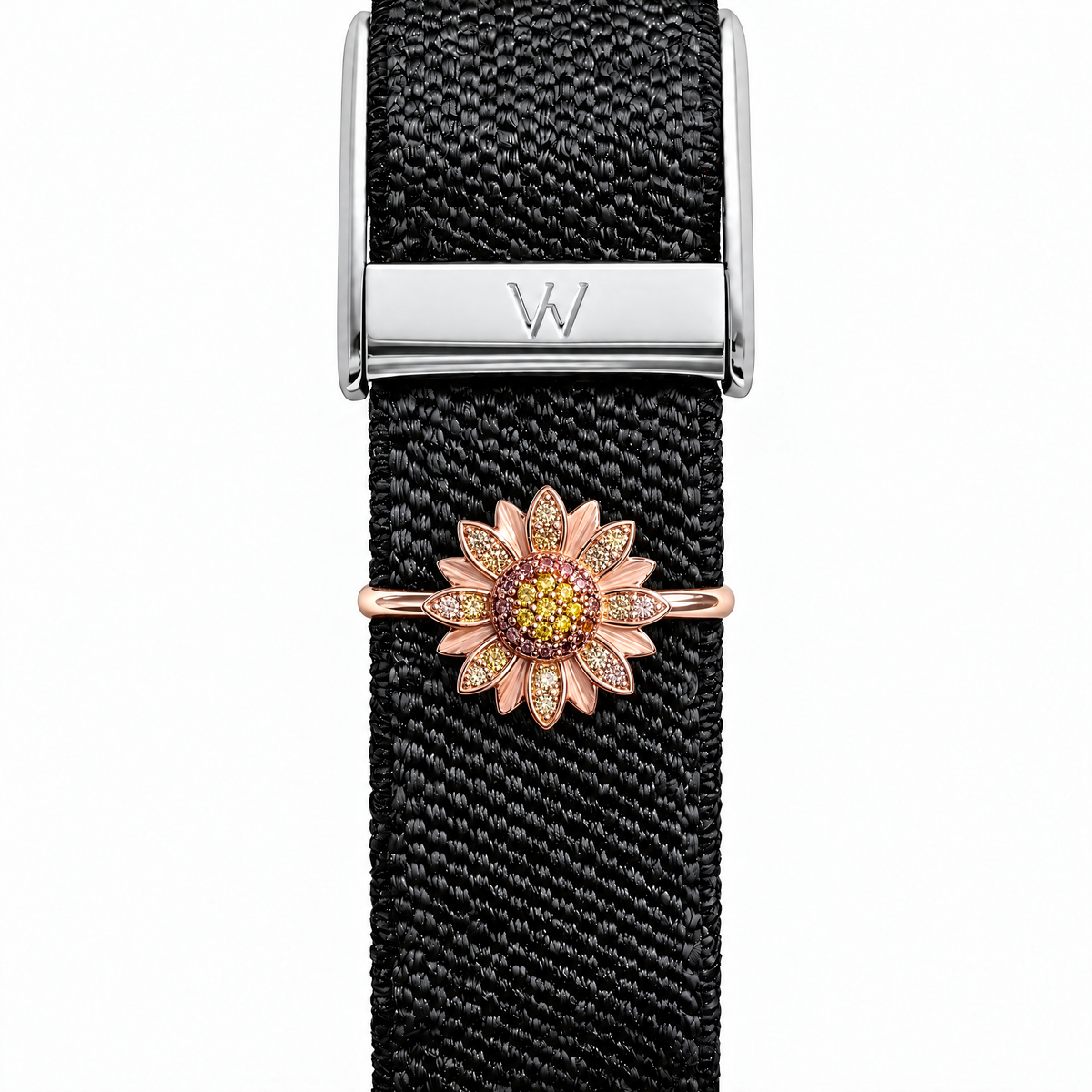 Gem-Set Sunflower WHOOP charm – moissanite / lab-grown diamond strap charm for WHOOP 5.0 by Zius Jewels