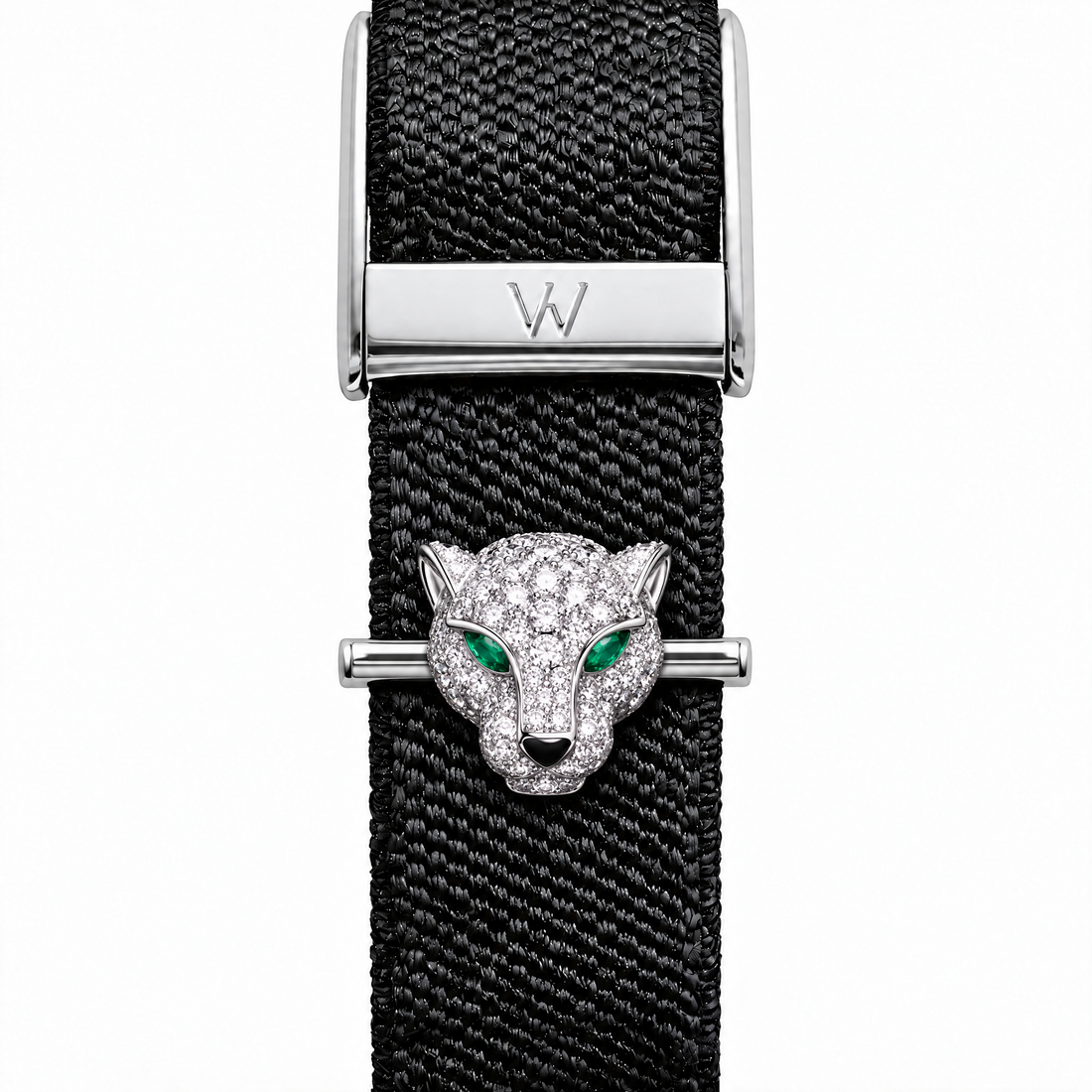 Emerald-Eyed Panther WHOOP charm – moissanite / lab-grown diamond strap charm for WHOOP 5.0 by Zius Jewels