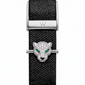Emerald-Eyed Panther WHOOP charm – moissanite / lab-grown diamond strap charm for WHOOP 5.0 by Zius Jewels