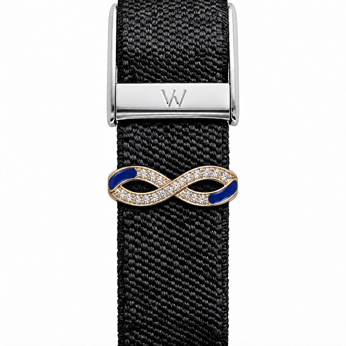 Sapphire Infinity WHOOP charm – moissanite / lab-grown diamond strap charm for WHOOP 5.0 by Zius Jewels