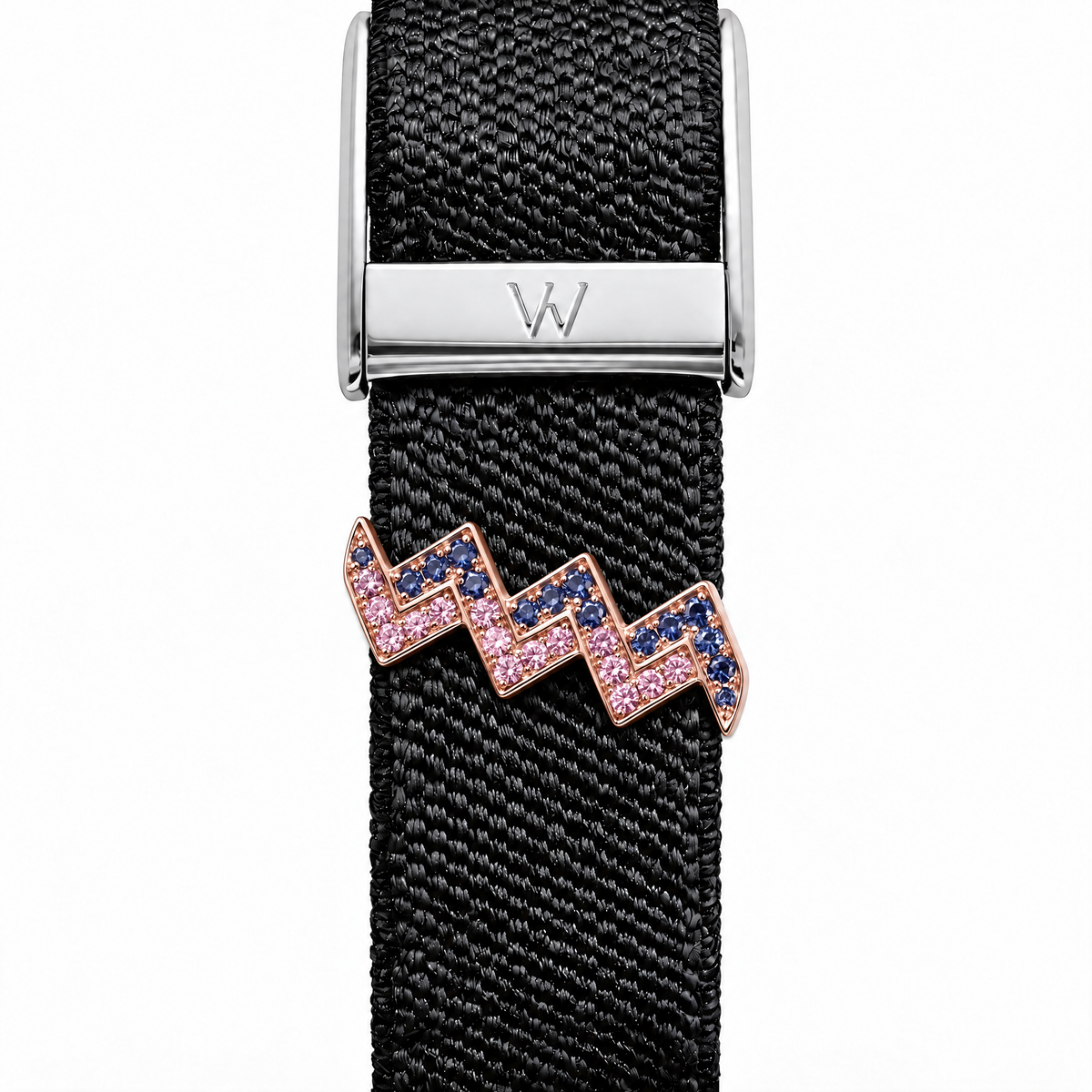 Pink Lightning Bolt WHOOP charm – moissanite / lab-grown diamond strap charm for WHOOP 5.0 by Zius Jewels