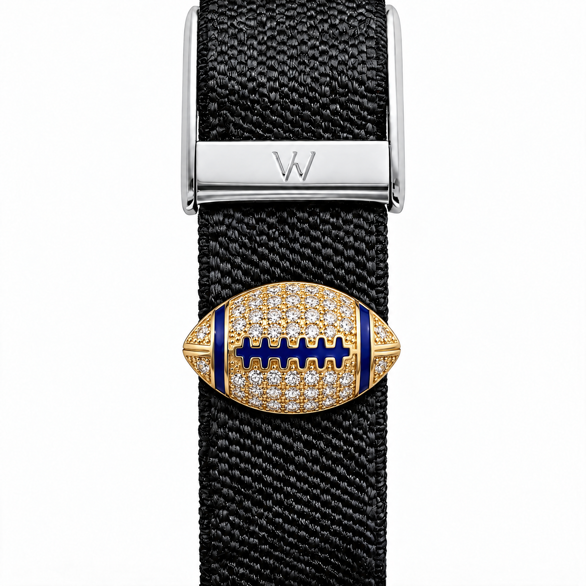 Gem-Set Football WHOOP charm – moissanite / lab-grown diamond strap charm for WHOOP 5.0 by Zius Jewels