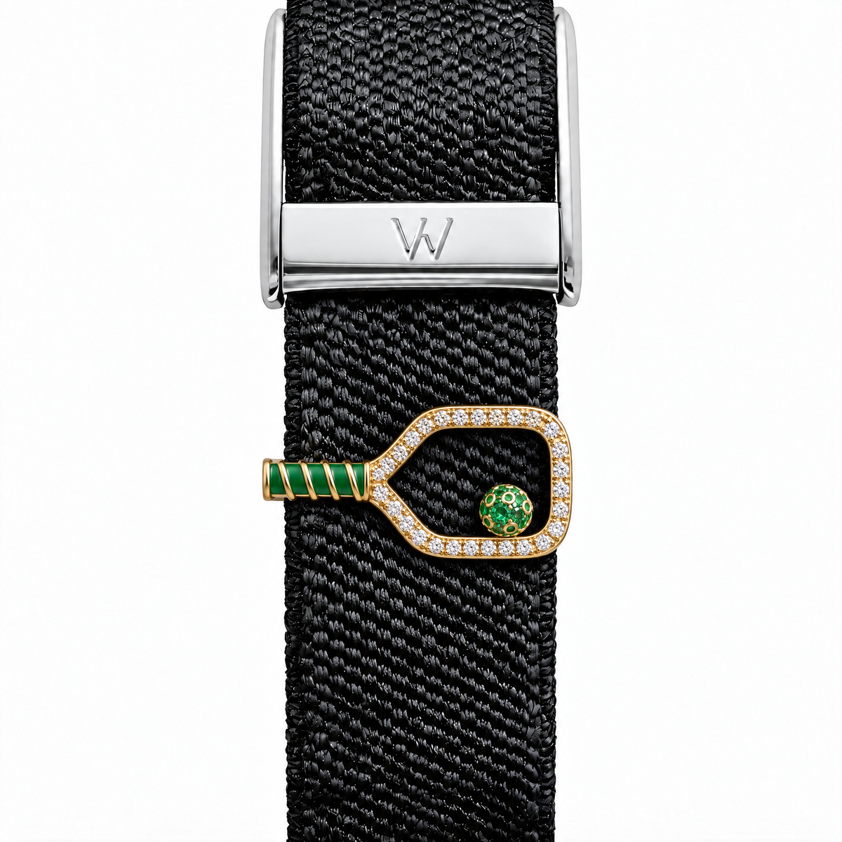 Gem-Set Tennis Racket WHOOP charm – moissanite / lab-grown diamond strap charm for WHOOP 5.0 by Zius Jewels