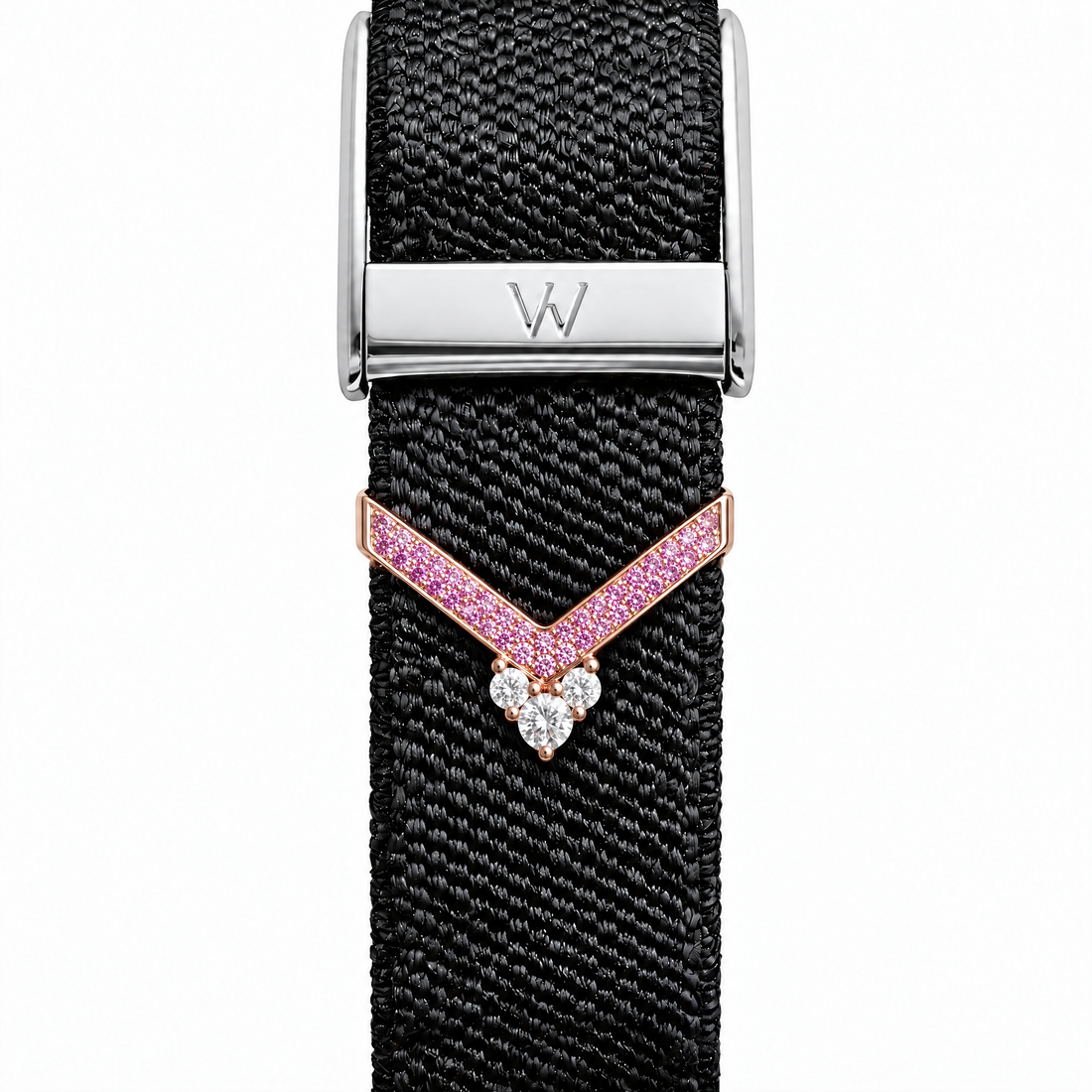 Pink Chevron Bar WHOOP charm – moissanite / lab-grown diamond strap charm for WHOOP 5.0 by Zius Jewels