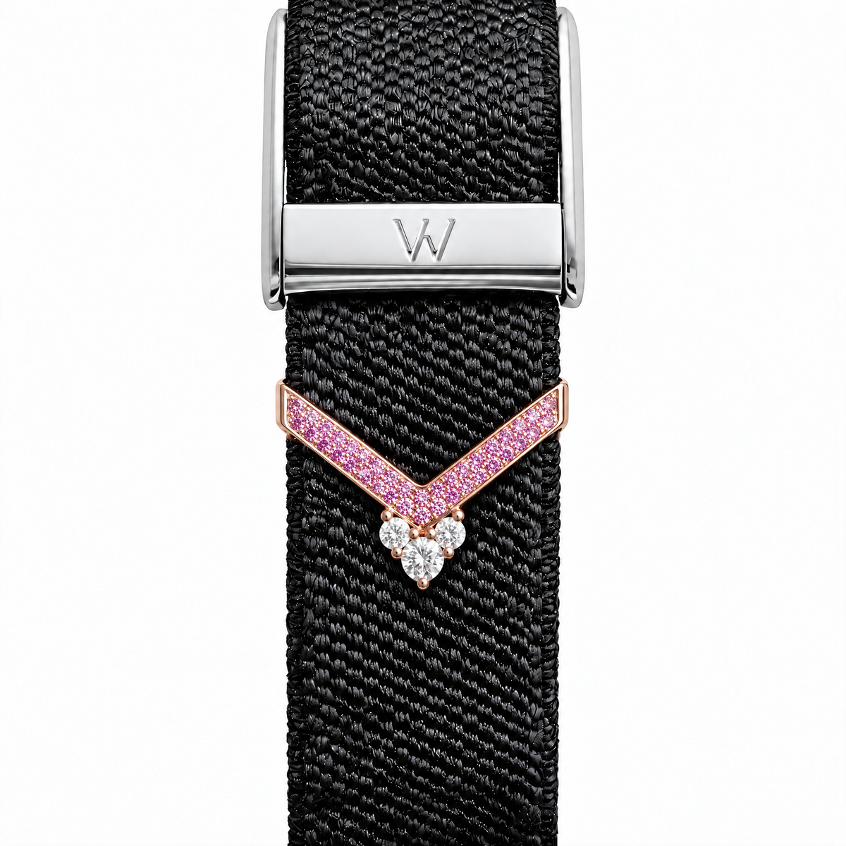 Pink Chevron Bar WHOOP charm – moissanite / lab-grown diamond strap charm for WHOOP 5.0 by Zius Jewels