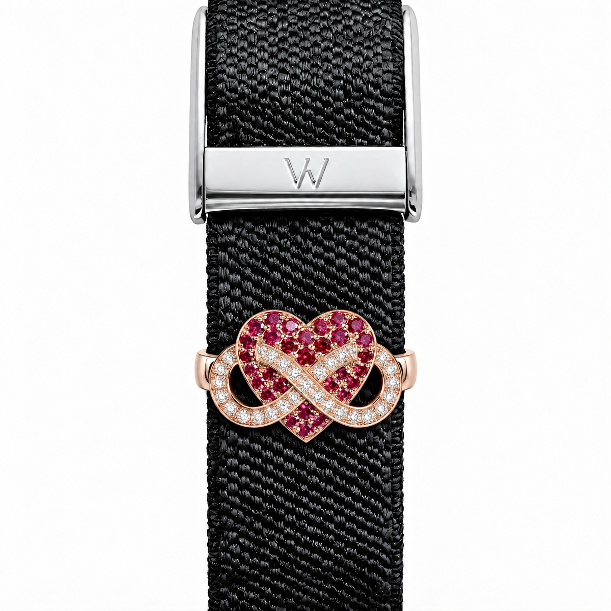 Ruby Heart Knot WHOOP charm – moissanite / lab-grown diamond strap charm for WHOOP 5.0 by Zius Jewels