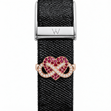 Ruby Heart Knot WHOOP charm – moissanite / lab-grown diamond strap charm for WHOOP 5.0 by Zius Jewels